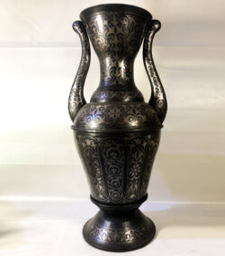 Handmade Moroccan Damascene pitcher Vase – Silver Inlay Metal Ewer, Luxury Decorative Jug, Artisan Home Decor from Meknes- (4)
