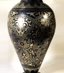 Handmade Moroccan Damascene pitcher Vase – Silver Inlay Metal Ewer, Luxury Decorative Jug, Artisan Home Decor from Meknes. -2 - Image 4