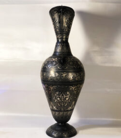Handmade Moroccan Damascene pitcher Vase – Silver Inlay Metal Ewer, Luxury Decorative Jug, Artisan Home Decor from Meknes- (3) - Image 12