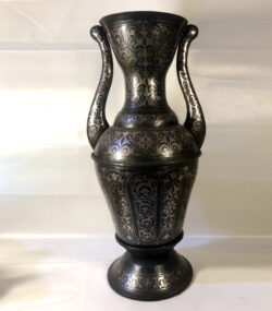 Handmade Moroccan Damascene pitcher Vase – Silver Inlay Metal Ewer, Luxury Decorative Jug, Artisan Home Decor from Meknes- (4) - Image 8