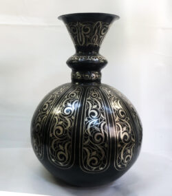 Handmade Moroccan Damascene pitcher Vase – Silver Inlay Metal Ewer, Luxury Decorative Jug, Artisan Home Decor from Meknes- H1