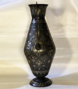 Handmade Moroccan Damascene pitcher Vase – Silver Inlay Metal Ewer, Luxury Decorative Jug, Artisan Home Decor from Meknes. 1- ( - Image 4