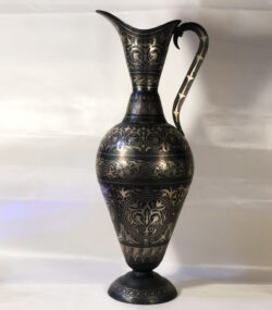 Handmade Moroccan Damascene pitcher Vase – Silver Inlay Metal Ewer, Luxury Decorative Jug, Artisan Home Decor from Meknes- (3) - Image 11