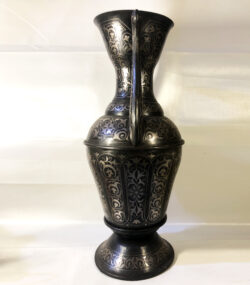 Handmade Moroccan Damascene pitcher Vase – Silver Inlay Metal Ewer, Luxury Decorative Jug, Artisan Home Decor from Meknes- (4) - Image 7