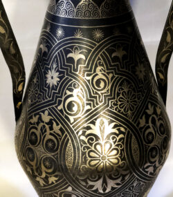 Handmade Moroccan Damascene pitcher Vase – Silver Inlay Metal Ewer, Luxury Decorative Jug, Artisan Home Decor from Meknes. 1- ( - Image 2