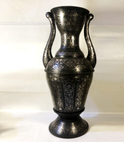 Handmade Moroccan Damascene pitcher Vase – Silver Inlay Metal Ewer, Luxury Decorative Jug, Artisan Home Decor from Meknes- (4) - Image 6