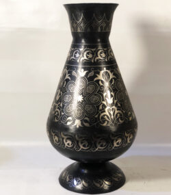 Handmade Moroccan Damascene pitcher Vase – Silver Inlay Metal Ewer, Luxury Decorative Jug, Artisan Home Decor from Meknes- (5) (Copy) - Image 4