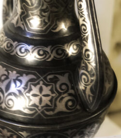 Handmade Moroccan Damascene pitcher Vase – Silver Inlay Metal Ewer, Luxury Decorative Jug, Artisan Home Decor from Meknes- (4) - Image 4