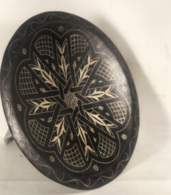 Medium Damascene Decorative Plate | Handmade Silver Inlay Wall Art, Luxury Meknes Geometric Brass Accent Disc -2 (l) - Image 2