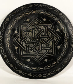Medium Damascene Decorative Plate | Handmade Silver Inlay Wall Art, Luxury Meknes Geometric Brass Accent Disc -1 (l) - Image 2