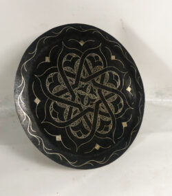 Damascene Decorative Plate | Handmade Silver Inlay Wall Art, Luxury Meknes Geometric Brass Accent Disc -10 - Image 3