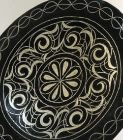 Damascene Decorative Plate | Handmade Silver Inlay Wall Art, Luxury Meknes Geometric Brass Accent Disc -H5 - Image 6
