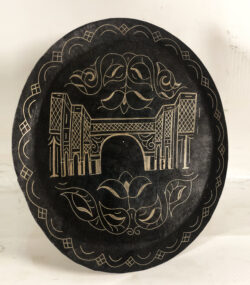 Damascene Decorative Plate | Handmade Silver Inlay Wall Art, Luxury Meknes Geometric Brass Accent Disc -2 - Image 3
