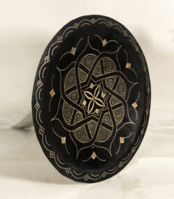 Damascene Decorative Plate | Handmade Silver Inlay Wall Art, Luxury Meknes Geometric Brass Accent Disc -9 - Image 2