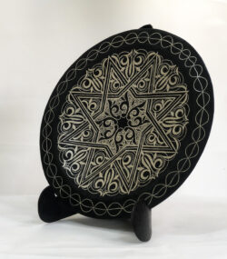 Damascene Decorative Plate | Handmade Silver Inlay Wall Art, Luxury Meknes Geometric Brass Accent Disc -H - Image 7