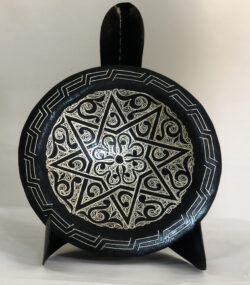 Damascene Decorative Plate | Handmade Silver Inlay Wall Art, Luxury Meknes Geometric Brass Accent Disc -H7