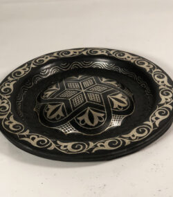 Moroccan Damascene Decorative Plate | Handmade Silver Inlay Wall Art, Luxury Meknes Geometric Brass Accent Disc .. - Image 7