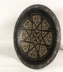 Damascene Decorative Plate | Handmade Silver Inlay Wall Art, Luxury Meknes Geometric Brass Accent Disc -6 - Image 2