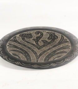Damascene Decorative Plate | Handmade Silver Inlay Wall Art, Luxury Meknes Geometric Brass Accent Disc -8 - Image 6