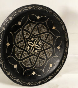 Damascene Decorative Plate | Handmade Silver Inlay Wall Art, Luxury Meknes Geometric Brass Accent Disc -9 - Image 6