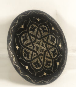 Damascene Decorative Plate | Handmade Silver Inlay Wall Art, Luxury Meknes Geometric Brass Accent Disc -10 - Image 9
