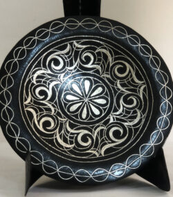 Damascene Decorative Plate | Handmade Silver Inlay Wall Art, Luxury Meknes Geometric Brass Accent Disc -H5 - Image 4