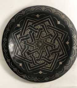 Damascene Decorative Plate | Handmade Silver Inlay Wall Art, Luxury Meknes Geometric Brass Accent Disc -7