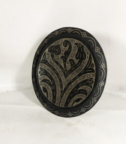 Damascene Decorative Plate | Handmade Silver Inlay Wall Art, Luxury Meknes Geometric Brass Accent Disc -8 - Image 5