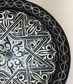 Damascene Decorative Plate | Handmade Silver Inlay Wall Art, Luxury Meknes Geometric Brass Accent Disc -H - Image 6