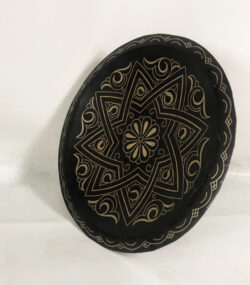 Damascene Decorative Plate | Handmade Silver Inlay Wall Art, Luxury Meknes Geometric Brass Accent Disc -3 - Image 5