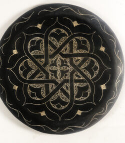 Damascene Decorative Plate | Handmade Silver Inlay Wall Art, Luxury Meknes Geometric Brass Accent Disc -10