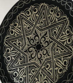 Damascene Decorative Plate | Handmade Silver Inlay Wall Art, Luxury Meknes Geometric Brass Accent Disc -H - Image 5