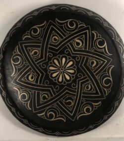 Damascene Decorative Plate | Handmade Silver Inlay Wall Art, Luxury Meknes Geometric Brass Accent Disc -3