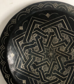 Damascene Decorative Plate | Handmade Silver Inlay Wall Art, Luxury Meknes Geometric Brass Accent Disc -7 - Image 7