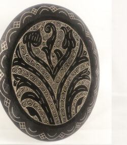 Damascene Decorative Plate | Handmade Silver Inlay Wall Art, Luxury Meknes Geometric Brass Accent Disc -8 - Image 3