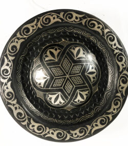 Moroccan Damascene Decorative Plate | Handmade Silver Inlay Wall Art, Luxury Meknes Geometric Brass Accent Disc ..