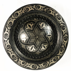 Moroccan Damascene Decorative Plate | Handmade Silver Inlay Wall Art, Luxury Meknes Geometric Brass Accent Disc ..