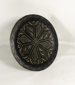Damascene Decorative Plate | Handmade Silver Inlay Wall Art, Luxury Meknes Geometric Brass Accent Disc -4 - Image 4