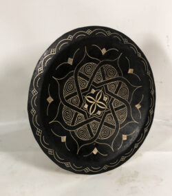 Damascene Decorative Plate | Handmade Silver Inlay Wall Art, Luxury Meknes Geometric Brass Accent Disc -9 - Image 3