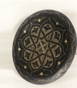 Damascene Decorative Plate | Handmade Silver Inlay Wall Art, Luxury Meknes Geometric Brass Accent Disc -10 - Image 5