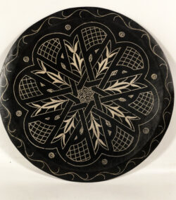Medium Damascene Decorative Plate | Handmade Silver Inlay Wall Art, Luxury Meknes Geometric Brass Accent Disc -2 (l)