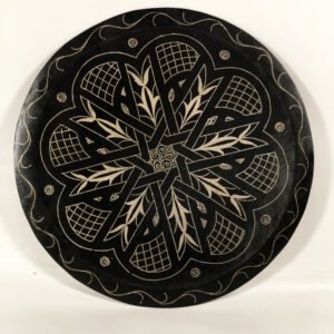 Medium Damascene Decorative Plate | Handmade Silver Inlay Wall Art, Luxury Meknes Geometric Brass Accent Disc -2 (l)