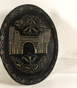Damascene Decorative Plate | Handmade Silver Inlay Wall Art, Luxury Meknes Geometric Brass Accent Disc -2 - Image 4