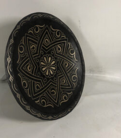 Damascene Decorative Plate | Handmade Silver Inlay Wall Art, Luxury Meknes Geometric Brass Accent Disc -3 - Image 3