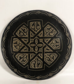 Damascene Decorative Plate | Handmade Silver Inlay Wall Art, Luxury Meknes Geometric Brass Accent Disc -6 - Image 4