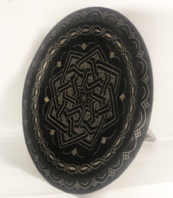 Medium Damascene Decorative Plate | Handmade Silver Inlay Wall Art, Luxury Meknes Geometric Brass Accent Disc -1 (l) - Image 4