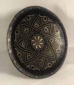 Damascene Decorative Plate | Handmade Silver Inlay Wall Art, Luxury Meknes Geometric Brass Accent Disc -3 - Image 2