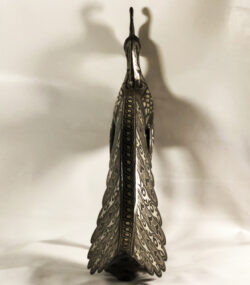 Metal Peacock Sculpture – Handmade Silver Damascene Bird Statue – Luxury Artisan Home Decor – Large Peacock Art - Image 14