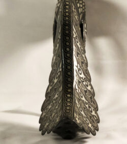 Metal Peacock Sculpture – Handmade Silver Damascene Bird Statue – Luxury Artisan Home Decor – Large Peacock Art - Image 9