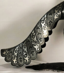 Metal Peacock Sculpture – Handmade Silver Damascene Bird Statue – Luxury Artisan Home Decor – Large Peacock Art - Image 8